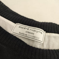 SOCIETE ANONYME イタリア製 L レイヤード ニット ブラウス シャツ ネイビー ホワイト レディース ソシエテアノニム【中古】5-0326M∞