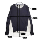 SOCIETE ANONYME イタリア製 L レイヤード ニット ブラウス シャツ ネイビー ホワイト レディース ソシエテアノニム【中古】5-0326M∞