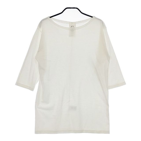 EIJI エイジ 三恵メリヤス ボートネック 日本製 コットン S 7分袖 Ｔシャツ カットソー オフホワイト レディース【中古】5-0403M∞