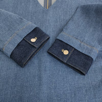 RIM.ARK 新品 Denim box PO 定価19800円 60ISS30-0451 Vネック デニム ブラウス シャツ 25SS ブルー レディース リムアーク【中古】5-0213M♪