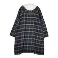 45R/45rpm ネル チェック コットン チュニック ワンピース ネイビー グリーン レディース フォーティーファイブアールピーエム【中古】5-1001T∞