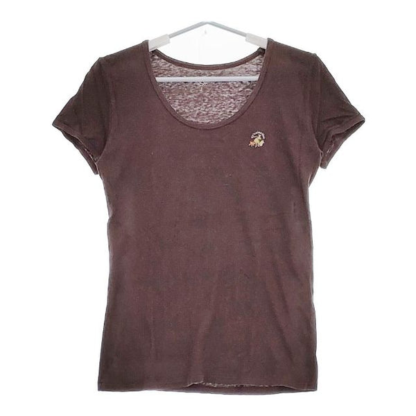 45R/45rpm フラガール刺繍 半袖Ｔシャツ カットソー ブラウン レディース フォーティーファイブアールピーエム【中古】5-0517S∞