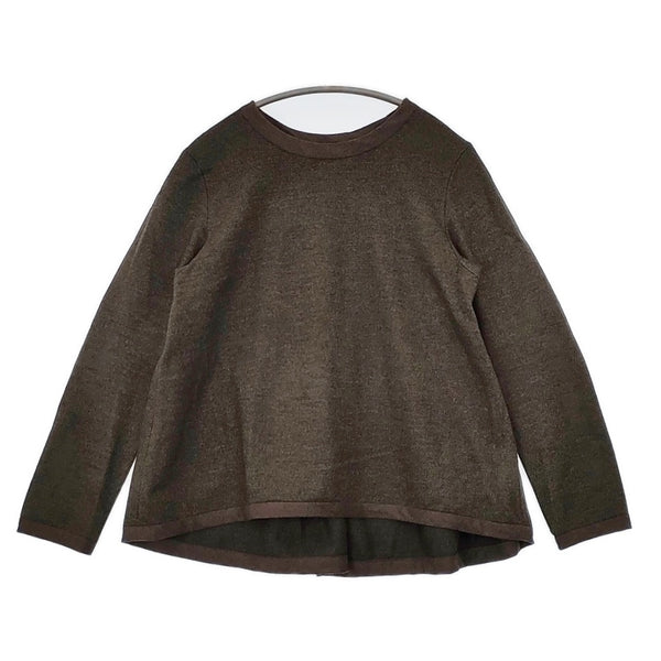 45R/45rpm 7093030 綿ウールジャガードテントTシャツ 定価32000円 ヘリンボーン ブラウス シャツ ブラウン カーキ レディース フォーティーファイブアールピーエム【中古】5-0914T△