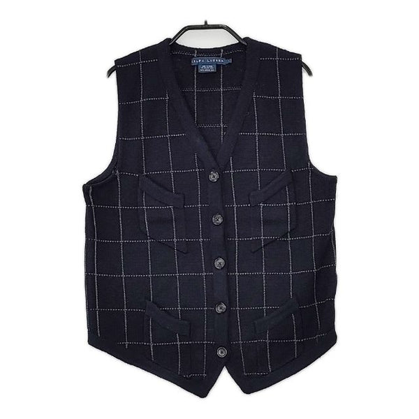 RALPH LAUREN メリノウール ニット ジレ ベスト ネイビー レディース ラルフローレン【中古】5-1001T∞