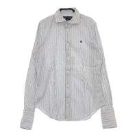 RALPH LAUREN ストライプ ワンポイント ホリゾンタルカラー サイズ6 コットン BLPWYA2014 長袖シャツ ホワイト ブルー レディース ラルフローレン【中古】5-0225M△
