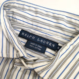 RALPH LAUREN ストライプ ワンポイント ホリゾンタルカラー サイズ6 コットン BLPWYA2014 長袖シャツ ホワイト ブルー レディース ラルフローレン【中古】5-0225M△