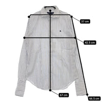 RALPH LAUREN ストライプ ワンポイント ホリゾンタルカラー サイズ6 コットン BLPWYA2014 長袖シャツ ホワイト ブルー レディース ラルフローレン【中古】5-0225M△