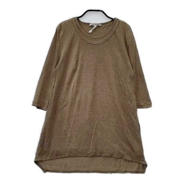 Vlas Blomme コルトレイクリネン 七分袖 Ｔシャツ カットソー カーキ レディース ヴラスブラム【中古】5-0405M∞