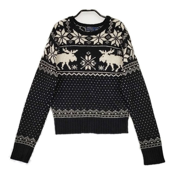 POLO RALPH LAUREN ノルディック柄 ウールアルパカ セーター ニット ブラック ベージュ レディース ポロ・ラルフローレン【中古】5-0929T∞