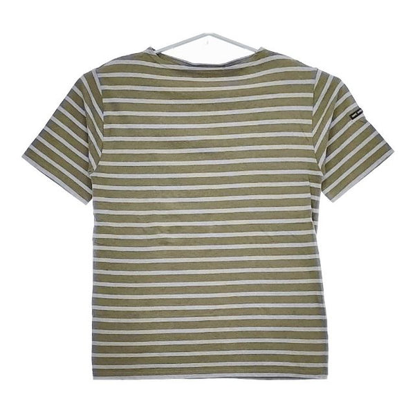 SAINT JAMES ボーダー ボートネック T4 半袖Ｔシャツ カットソー カーキ ライトブルー レディース セントジェームス【中古】5-0517S∞