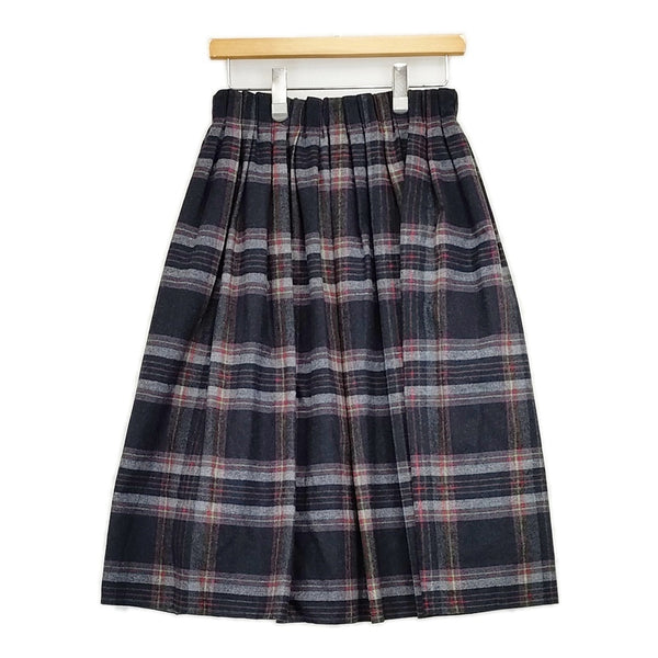 O'NEIL OF DUBLIN タータンチェック ギャザー S265WP ウール混 ロングスカート ネイビー グレー レディース オニールオブダブリン【中古】5-1104T△