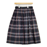 O'NEIL OF DUBLIN タータンチェック ギャザー S265WP ウール混 ロングスカート ネイビー グレー レディース オニールオブダブリン【中古】5-1104T△