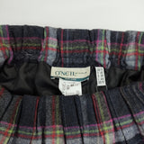 O'NEIL OF DUBLIN タータンチェック ギャザー S265WP ウール混 ロングスカート ネイビー グレー レディース オニールオブダブリン【中古】5-1104T△