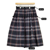 O'NEIL OF DUBLIN タータンチェック ギャザー S265WP ウール混 ロングスカート ネイビー グレー レディース オニールオブダブリン【中古】5-1104T△
