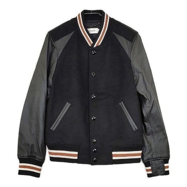 COACH VARSITY JACKET レザー 革 67485 バーシティジャケット スタジャン ブラック レディース コーチ【中古】5-0917T∞