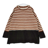 45R/45rpm 縮絨ニットのビッグチュニック 定価42900円 5115027 ウール ボーダー チュニック ブラウン アイボリー レディース フォーティーファイブアールピーエム【中古】5-1104T△