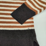 45R/45rpm 縮絨ニットのビッグチュニック 定価42900円 5115027 ウール ボーダー チュニック ブラウン アイボリー レディース フォーティーファイブアールピーエム【中古】5-1104T△