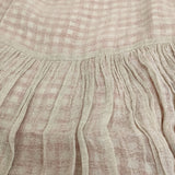 R&D.M.Co- リネン ギンガムチェック ギャザー フレンチスリーブ ワンピース ベージュ レッド レディース オールドマンズテーラー【中古】5-0608S♪