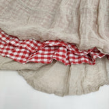 R&D.M.Co- リネン ギンガムチェック ギャザー フレンチスリーブ ワンピース ベージュ レッド レディース オールドマンズテーラー【中古】5-0608S♪