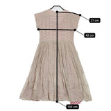 R&D.M.Co- リネン ギンガムチェック ギャザー フレンチスリーブ ワンピース ベージュ レッド レディース オールドマンズテーラー【中古】5-0608S♪