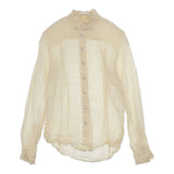 Paul Harnden ウール100％ シワ加工 サイズS 英国製 シアー ブラウス シャツ アイボリー レディース ポールハーデン【中古】5-1104T△