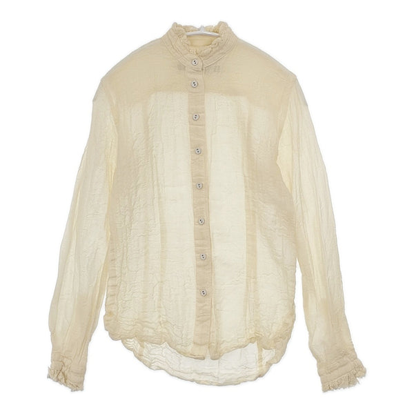 Paul Harnden ウール100％ シワ加工 サイズS 英国製 シアー ブラウス シャツ アイボリー レディース ポールハーデン【中古】5-1104T△