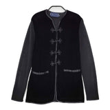 RALPH LAUREN チャイナボタン ベロア ニット切替 サイズM ウール ジャケット カーディガン ブラック レディース ラルフローレン【中古】5-1111T△