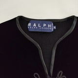 RALPH LAUREN チャイナボタン ベロア ニット切替 サイズM ウール ジャケット カーディガン ブラック レディース ラルフローレン【中古】5-1111T△