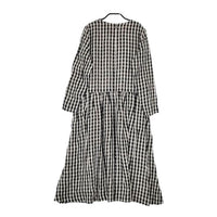 SARAHWEAR ギンガムチェック リネン ワンピース ブラック ホワイト レディース サラウェア【中古】5-0417M∞