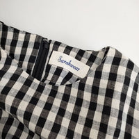 SARAHWEAR ギンガムチェック リネン ワンピース ブラック ホワイト レディース サラウェア【中古】5-0417M∞