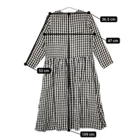 SARAHWEAR ギンガムチェック リネン ワンピース ブラック ホワイト レディース サラウェア【中古】5-0417M∞