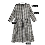 SARAHWEAR ギンガムチェック リネン ワンピース ブラック ホワイト レディース サラウェア【中古】5-0417M∞
