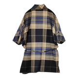 YORKLAND ドルマンスリーブ ギンガムチェック ハイネック リボンベルト付き ウール チュニック ベージュ ブラック レディース ヨークランド【中古】5-1111T△