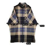 YORKLAND ドルマンスリーブ ギンガムチェック ハイネック リボンベルト付き ウール チュニック ベージュ ブラック レディース ヨークランド【中古】5-1111T△