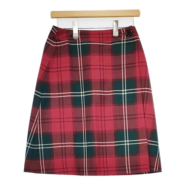 YORKLAND ラップスカート 巻きスカート ギンガムチェック 1230232077 ウール スカート レッド グリーン レディース ヨークランド【中古】5-1111T△