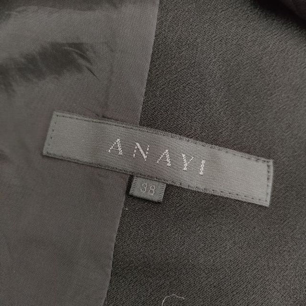 ANAYI フックボタン ノーカラー ジャケット ブラック レディース