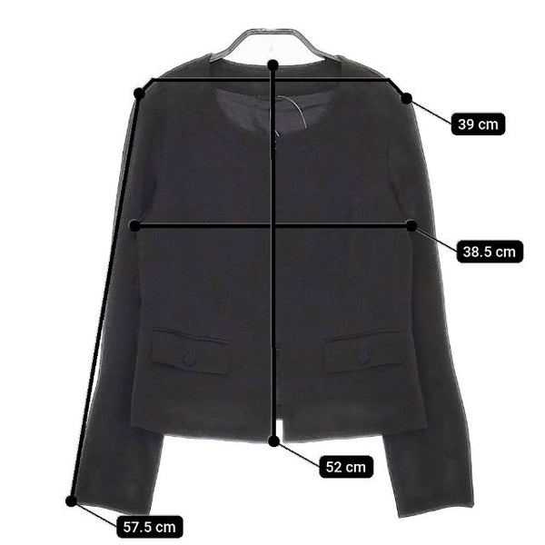 ANAYI フックボタン ノーカラー ジャケット ブラック レディース