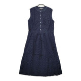 Laura Ashley ノースリーブドレス カットワーク ワンピース ネイビー レディース ローラアシュレイ【中古】5-0517S∞