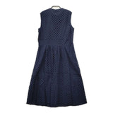 Laura Ashley ノースリーブドレス カットワーク ワンピース ネイビー レディース ローラアシュレイ【中古】5-0517S∞