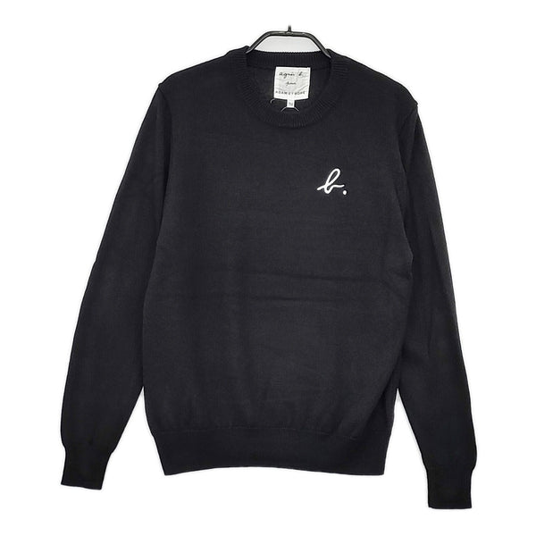 agnes b. ADAM ET ROPE別注 logo knit pullover 8T53LV87 ウール セーター ニット ブラック レディース アニエスベー【中古】5-1111T△