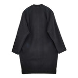 evam eva ノーカラー ウール混 ミドル丈 サイズ2 コート ネイビー レディース エヴァムエヴァ【中古】5-1210A♪