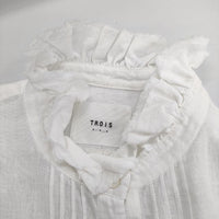 trois フリルリネン ブラウス シャツ オフホワイト レディース トロワ【中古】5-0503M∞