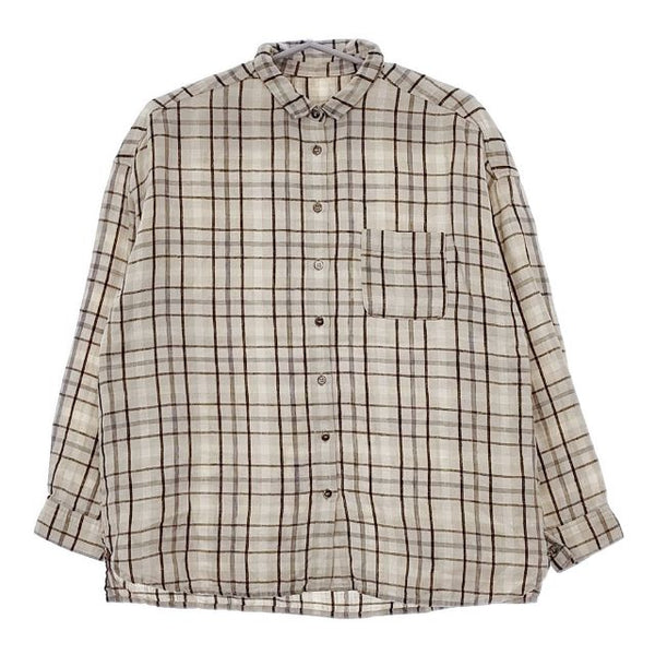 nest Robe 01184-1179 リネン チェック 長袖シャツ ベージュ ブラック レディース ネストローブ【中古】5-0503M∞