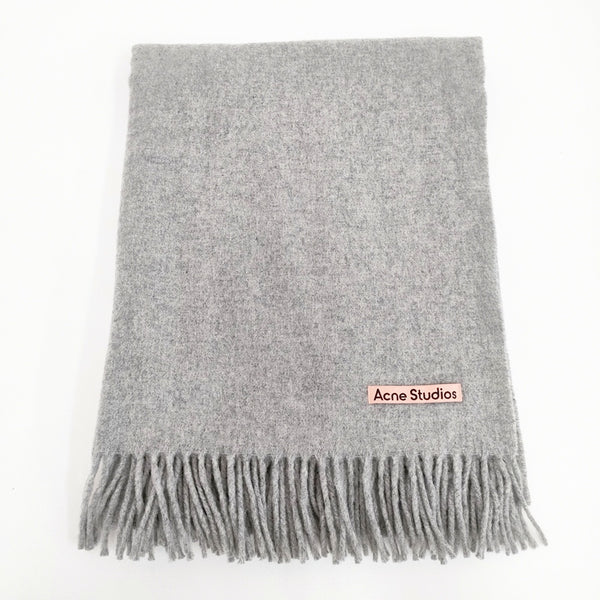 ACNE STUDIOS フリンジウールスカーフ ストール マフラー 大判 オーバーサイズ 定価37400円 CA0102 ストール グレー レディース アクネストゥディオズ【中古】5-0925T◎