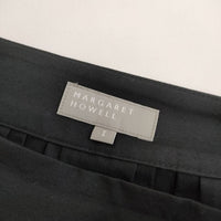 MARGARET HOWELL 578-3132003 COTTON POLYESTER 定価53900円 プリーツ スカート 23SS ブラック レディース マーガレットハウエル【中古】5-0407M∞