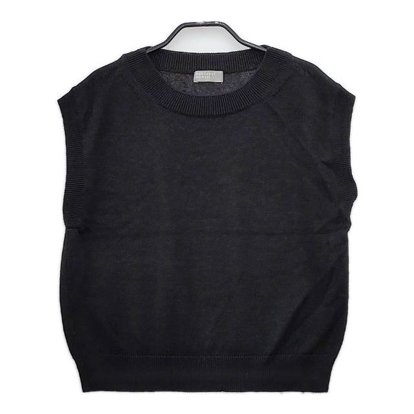 MARGARET HOWELL COTTON LINEN 定価30800円 578-3161001 ノースリーブニット ベスト 23SS ブラック レディース マーガレットハウエル【中古】5-0517M∞