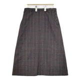 gasa ウール チェック 日本製 ロングスカート グレー レッド レディース ガサ【中古】5-1021T△