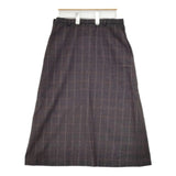 gasa ウール チェック 日本製 ロングスカート グレー レッド レディース ガサ【中古】5-1021T△