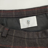 gasa ウール チェック 日本製 ロングスカート グレー レッド レディース ガサ【中古】5-1021T△