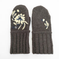 gasa 未使用品 Peony 刺繍ミトン ウール 手袋 ブラウン レディース ガサ【中古】5-0925T◎